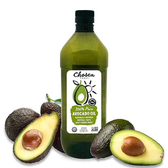Chosen Foods 100% Pure Avocado Oil Keto Diet Friendly Kosher Oil for Baking High-Heat Cooking Frying Homemade Sauces Dressings and Marinades (1.25 liters)(42.3 fl oz)
