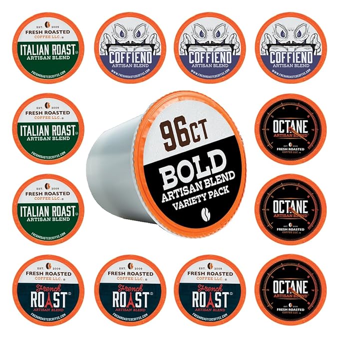 Fresh Roasted Coffee Bold Artisan Blend Variety Pack K-Cup Compatible 96 Pods