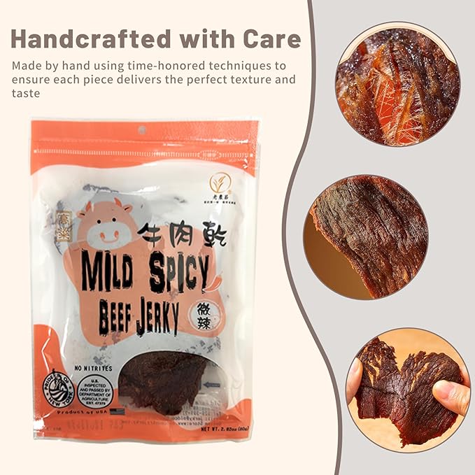 Old Cottage Beef Jerky - Authentic Taiwanese Recipe -Taiwanese Snacks - Dried Jerky Protein Snack | Beef Jerky Asian Snacks 2.82oz Pack of 3 Made in The USA (Pack of 3 Mild Spicy)