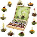 Creano Abloom Tea - Blooming Gift Set in Wooden Box - 12pcs Green White &amp Black Tea