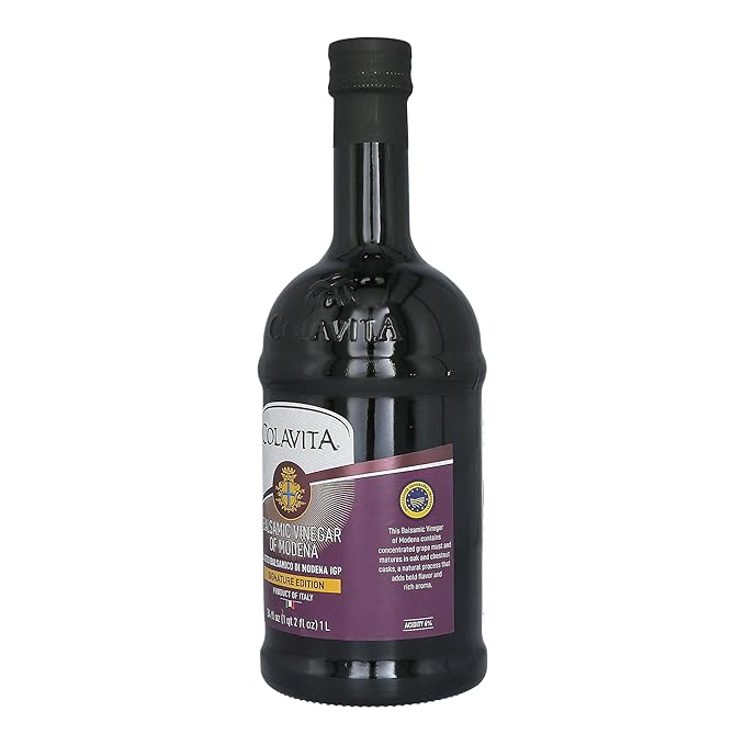 Colavita Balsamic Vinegar of Modena IGP - Signature Edition 2-Pack 34 oz Bottles Aged in Wooden Casks Smooth &amp Velvety Ideal for Hot Foods &amp Salads