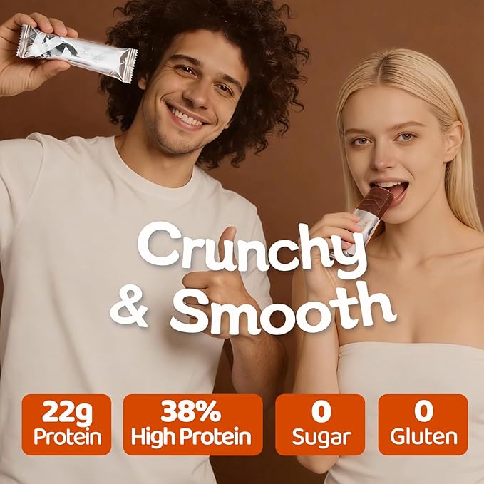 RNI Brownie Chocolate Protein Bars with Protein Crisp 22.3g Protein 0g Sugar High Fiber Gluten Free 2.05 ounce (Pack of 12)
