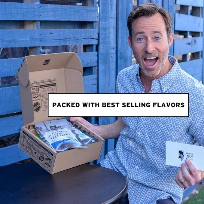 People's Choice Beef Jerky Variety Pack - High Protein Snack Sampler Gift for Men - 12 Piece Set