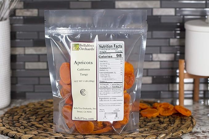Bella Viva Orchards Dried California Tangy Apricots 1 lb of Dried Fruit