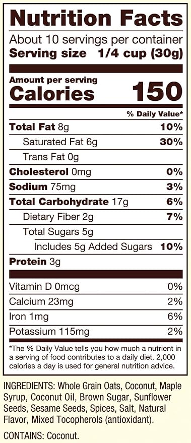 Bob's Red Mill Coconut Spice Granola 11oz (Pack of 6) - Non GMO Whole Grain Kosher