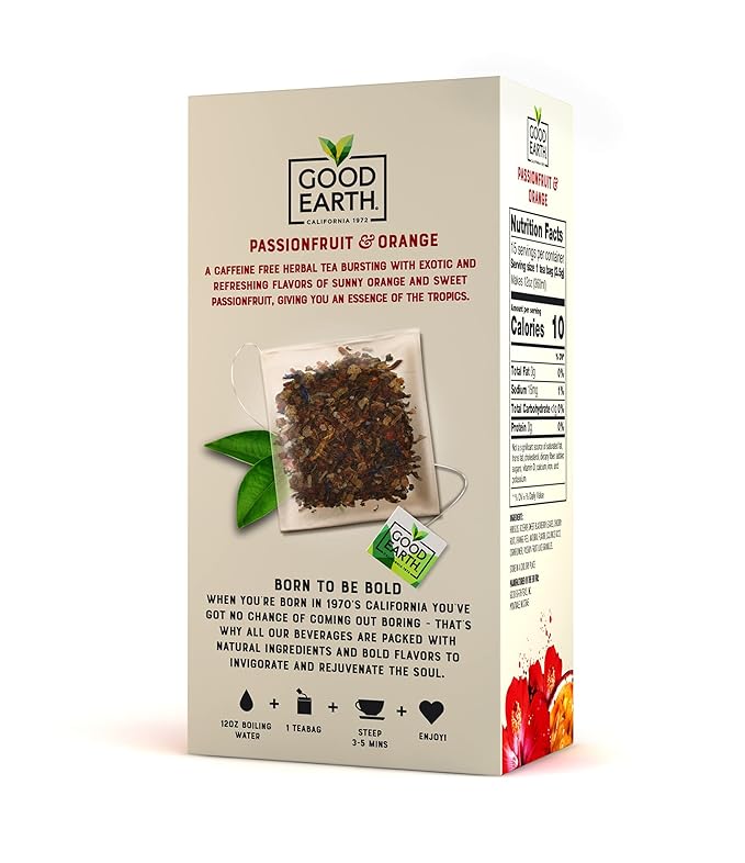 Good Earth Tea Sensorial Blend Passionfruit &amp Orange Herbal Tea 3 Teabags (Pack of 5)