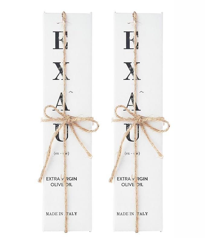 EXAU Italian Extra Virgin Olive Oil Set - Due2 897 mg/kg Polyphenol Rich Olive Oil From Italy Non-GMO Early Harvest First Cold Pressed for Drinking and Cooking 2 Pack 16.9 Fl Oz (1L)