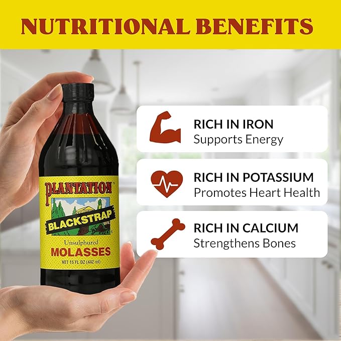 Plantation Blackstrap Molasses 15 oz (Pack of 2) – Unsulphured Blackstrap Molasses Rich Natural Sweetener for Baking BBQ Baked Beans Gingerbread &amp Beverages