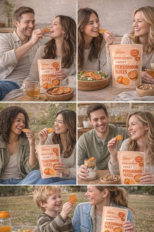 Whitney Jordan Naturals Sweet Air-Dried Persimmon Slices - Ready to Snack No Added Sugar Non-GMO Vitamin-Packed Fruit Healthy On-the-Go Snack 16 Ounce Bag
