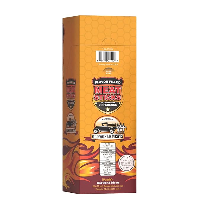 Old World Meats Meat Sticks 110 Calories Keto Low Carb 1g Sugar Fuelings 20 Pack 1 ounce sticks (Honey BBQ (Barbecue))