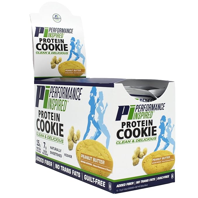 Performance Inspired Nutrition Protein Cookie - Contains: 15G Isolate Protein - 7G Of Fiber - All Natural - Guilt Free - No Artificial Ingredients - Peanut Butter Flavor - 12 Count