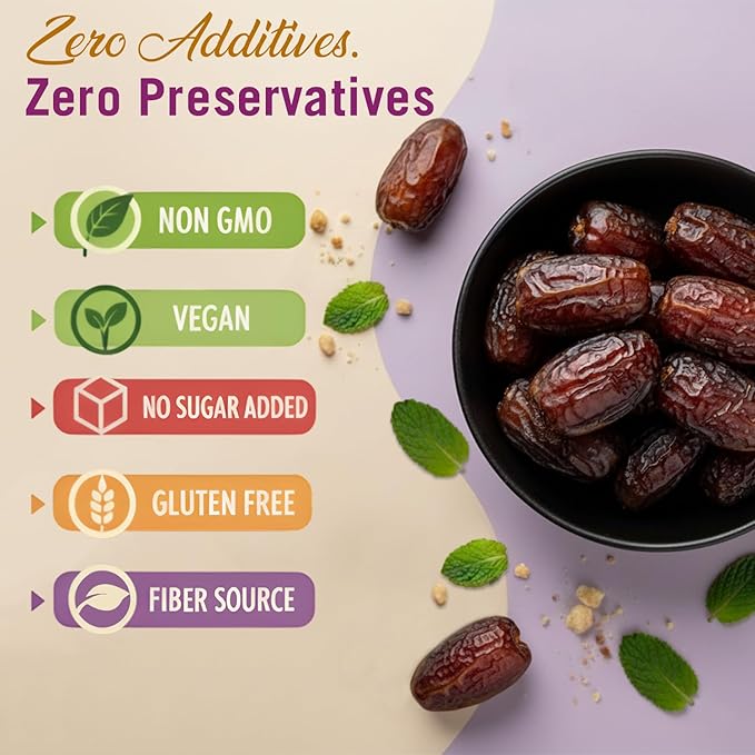 Sahara Gold Medjool Dates - Whole Sticky Gluten-Free Natural Sweet &amp Delicious Non-Pitted Dates Medjool - Soft Plump High Fiber Fruit For Ramadan Snacking &amp Smoothies 4.4 Lb (2kg)