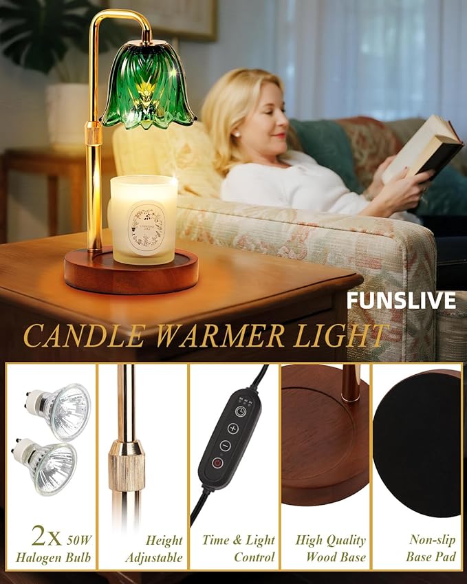 Flower Candle Warmer Lamp with Timer Dimmable Candle Warming Lamp Height Adjustable Birthday Gifts for Women Candles Warmer Light for Jar Candles Stylish Decorations