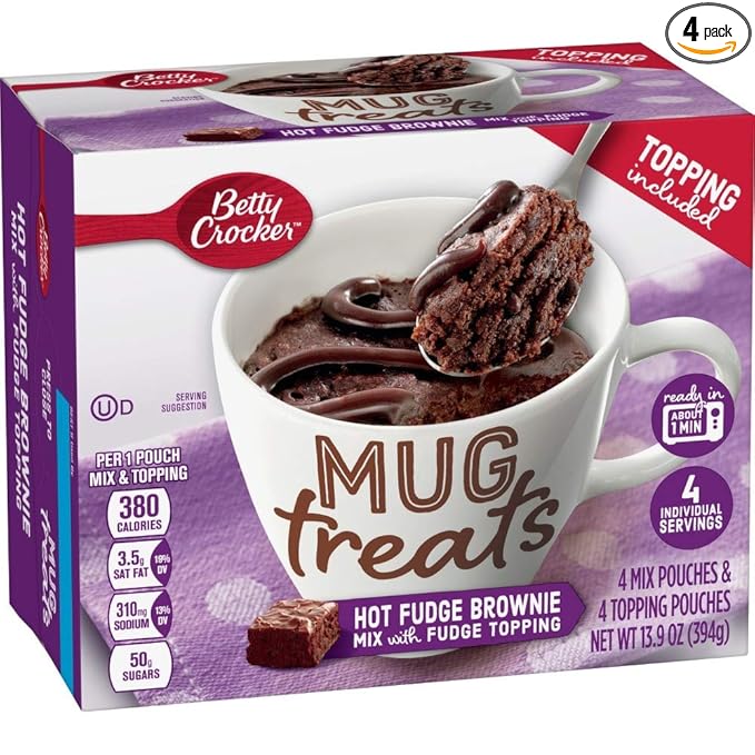 Betty Crocker Hot Fudge Brownie Mug Treat Cake Mix (Pack of 4)