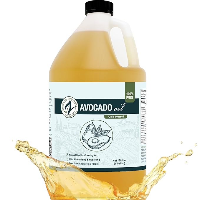 Zatural 100% Avocado Oil Pure Natural without Additives Clean Cold Pressed Non-GMO Vegan: For Cooking Frying Baking and for Sauces Dressings Marinades Salads (1 Gallon)