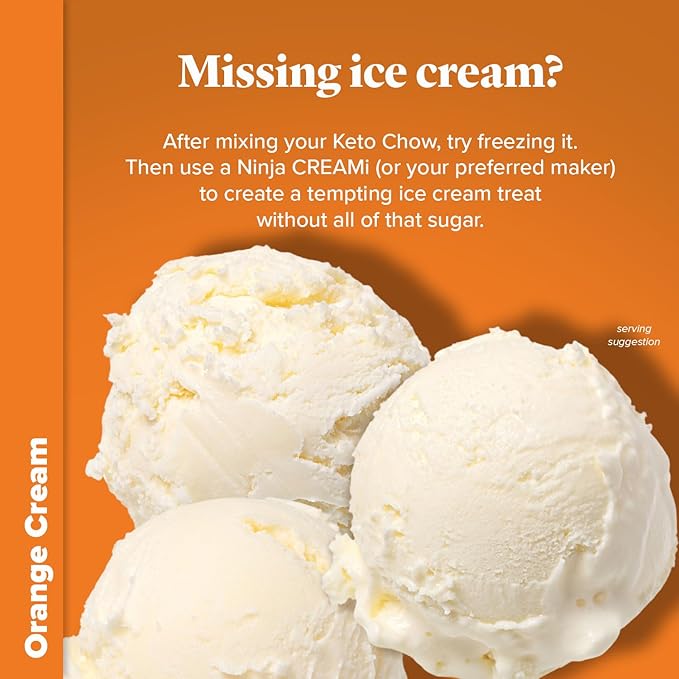Keto Chow Orange Cream - Keto Meal Replacement Shake Powder - Nutritionally Complete - Low Carb - Delicious Easy Meal Substitute - Protein Rich You Choose The Fat - 21 Meal Serving