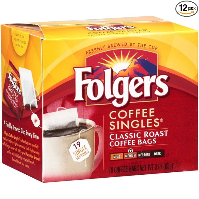 Folgers Coffee Singles - 19 packets per box 12 boxes per case