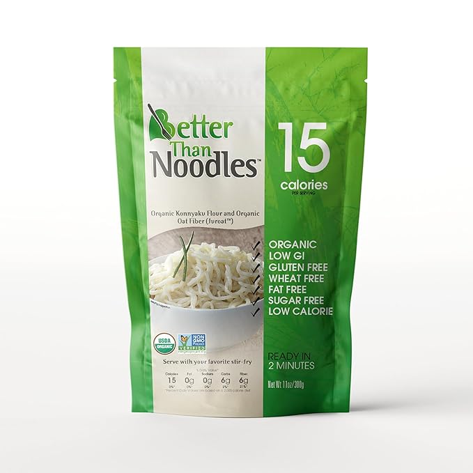 Better Than Noodles - USDA Organic Certified Shirataki Noodles Low Carb Keto-Friendly Gluten-Free No Odor Instant Ready Konjac Pasta &amp Rice Alternative – 14oz (Pack of 6)