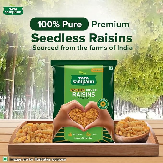 Tata Sampann Pure Seedless Raisins/Kishmish – Premium Dry Fruit Source of Potassium – 17.6 oz (500 g)
