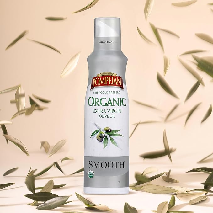 Pompeian USDA Certified Organic Smooth Extra Virgin Olive Oil Non-Stick Cooking Spray No Propellants 5 Fl Oz Pack of 6