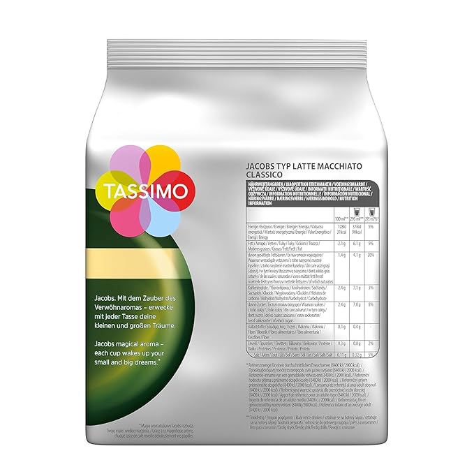 Tassimo Jacobs Latte Macchiato Rainforest Alliance Certified Pack of 5 5 x 16 T-Discs (8 Servings)