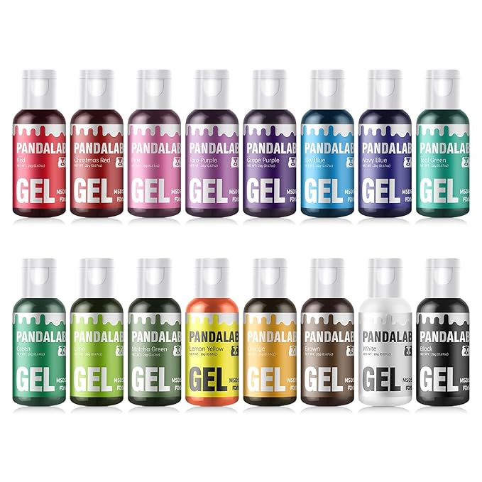 Gel Food Coloring Set - 16 Colors Concentrated Vibrant Edible Food Grade Dye for Baking Cake Cookie Decorating Fondant Icing Frosting Macaron DIY Crafts - 10.82 fl.oz (20ml/Bottle)