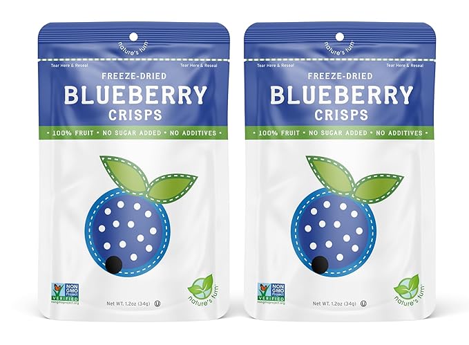 Nature’s Turn Freeze-Dried Fruit Snacks Strawberry Raspberry and Blueberry Crisps Pack of 6 (1.2 oz Each)