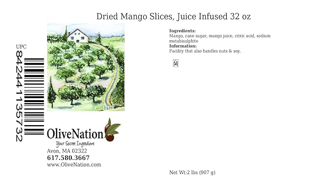 Sliced Dried Mango OliveNation Dried Mango Slices Juice Infused for Baking Snacking &amp Sweet or Savory Dishes - 32 ounces