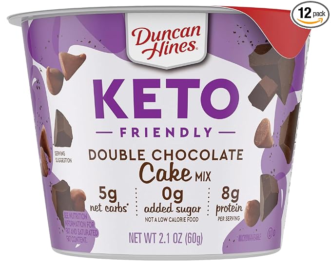 Duncan Hines Keto Friendly Double Chocolate Cake Mix 2.1 Keto Friendly Double Chocolate Cake Cup 25.2 Ounce (Pack of 12)