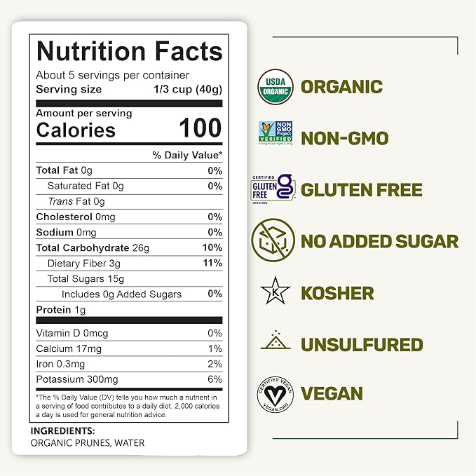 Happy Village Organic Soft Dried Plums 21 OZ (3 Packs of 7 OZ) – Soft &amp Juicy Prunes with No Refined Sugar Organic Non-GMO Kosher Gluten-Free
