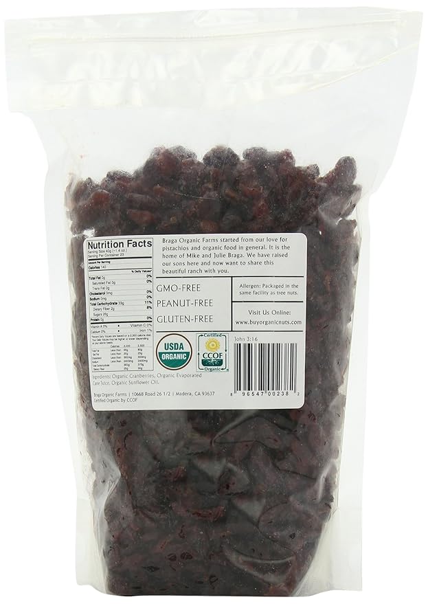 Braga Organic Farms Organic Dried Cranberries 2 lb. bag