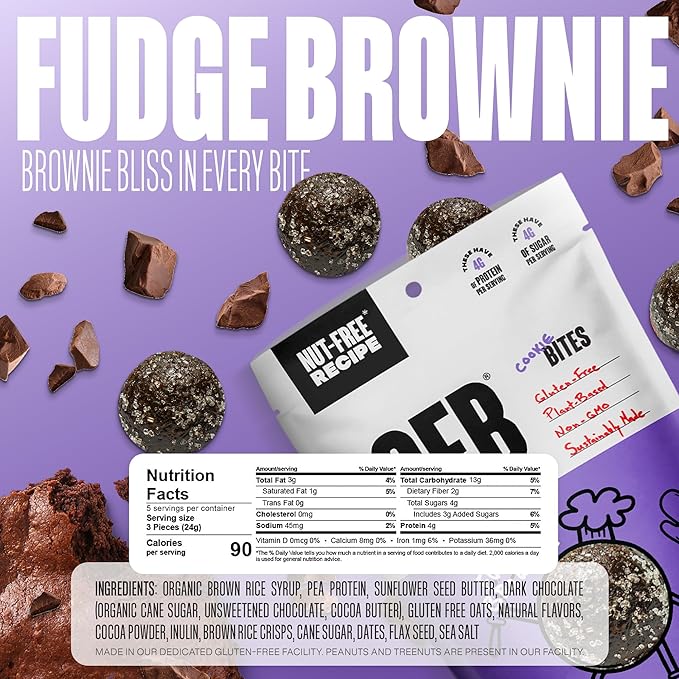 The GFB Gluten Free Protein Cookie Bites Nut Free Variety Pack – Super Tasty Allergen Friendly Fudge Brownie Cookie Dough &amp Birthday Cake Vegan Protein Bites 4 Oz (6 Count)