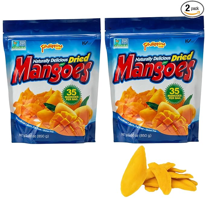 Philippine Brand Naturally Delicious Dried Mangoes Tree Ripened 30 Ounces - Pack of 2