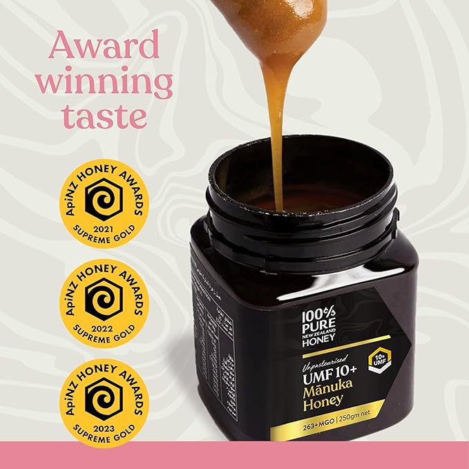 100% Pure New Zealand Manuka Honey MGO 70+ and UMF 10+ Bundle 2 x 17.6 Oz