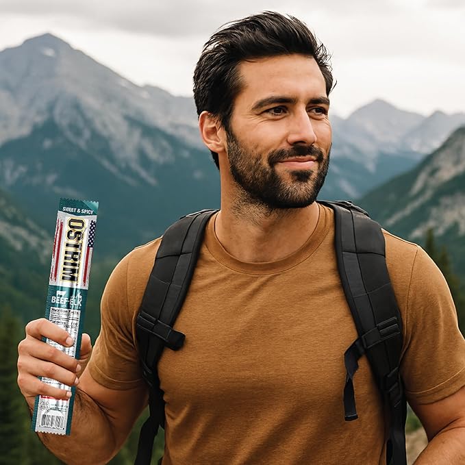 Ostrim (1.5oz) Beef &amp Elk High Protein Snack Stick (Sweet &amp Spicy Flavor) (1 Pack of 10)