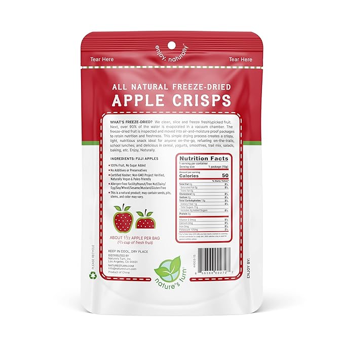 Nature's Turn Freeze-Dried Fruit Snacks Strawberry and Apple Crisps Pack of 24 (0.53 oz Each)