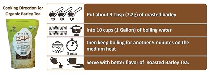 McCabe Organic Barley Tea - Rich with Fiber &amp Minerals | USDA and CCOF Certified Organic Tea | Product of USA | 1.5 lbs (Pack of 3)