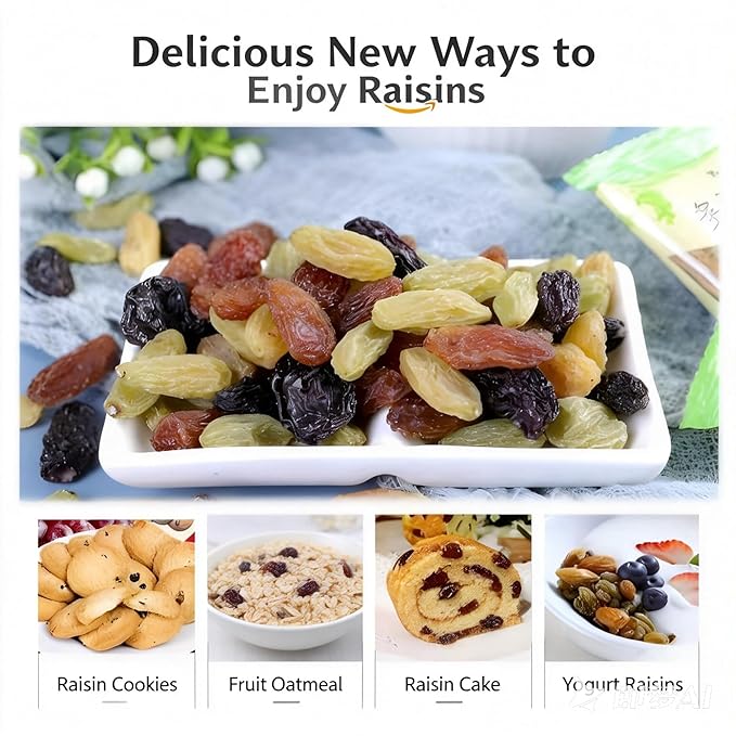 4-Flavor Colorful Seedless Raisins - Individually Wrapped Soft Chewy Dried Fruit Snacks For Kids Baking Yogurt Cereal(9g*20 packs)