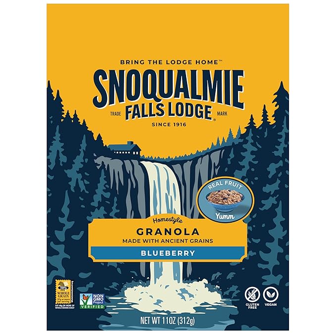 Snoqualmie Falls Lodge Honey Oat &amp Blueberry Granola Variety Pack Made with Real Honey Whole Grain Oats &amp Ancient Grains (11 Oz 2 Ct.) (Variety Pack)