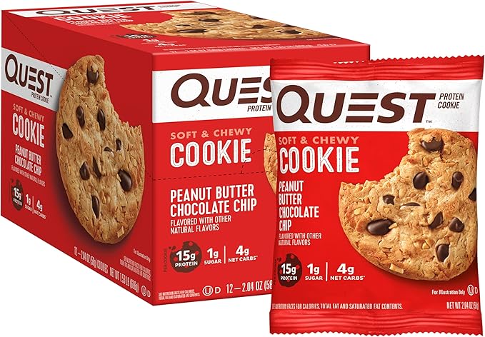 Quest Double Chocolate Protein Bars &amp Peanut Butter Chocolate Chip Protein Cookie Bundle 12 Count Each