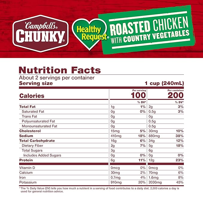 Campbell’s Chunky Healthy Request Soup Roasted Chicken Soup with Country Vegetables 18.8 Oz Can (Pack of 6)