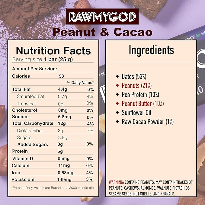 RAWMYGOD Fruit and Nut Bars Gluten Free Vegan No Added Sugar (16 bars Protein Pack - 4 Orange &amp Hazelnut 4 Fruit &amp Nut 4 Chia &amp Choco 4 Peanut &amp Cacao)