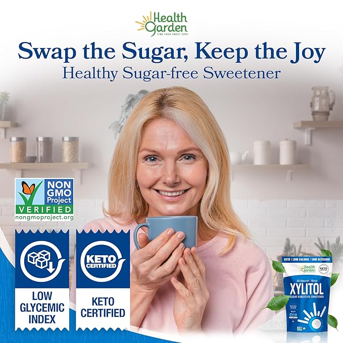 Health Garden Birch Xylitol Sweetener 40 oz Bag – 100% Birch-Derived Xylitol Sugar Substitute for Baking &amp Coffee 1:1 Sugar Replacement Supports Teeth Keto Vegan Non-GMO