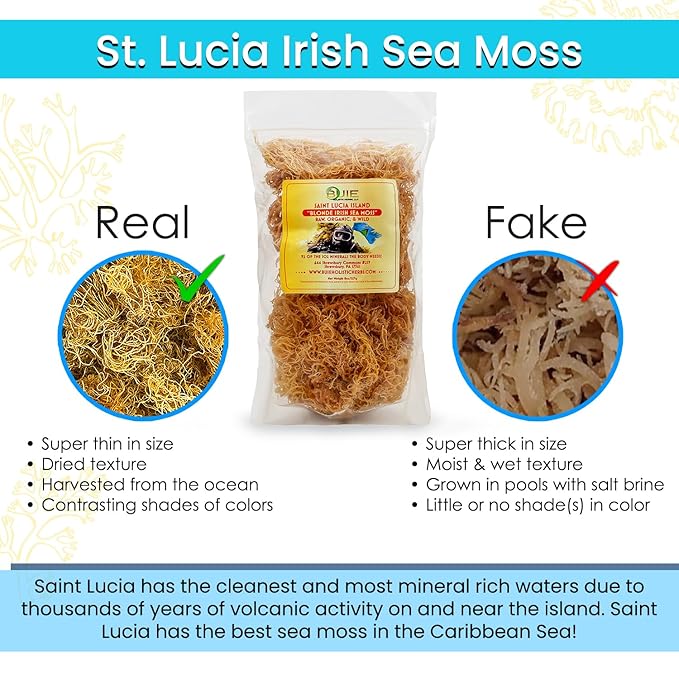 Golden Irish Sea Moss | Wildcrafted from St. Lucia | 16oz Makes ~240+ oz Sea Moss Gel | 100% Natural Raw &amp Sun-Dried | Dr. Sebi Inspired Nutrient-Rich Irish Moss for Health &amp Wellness