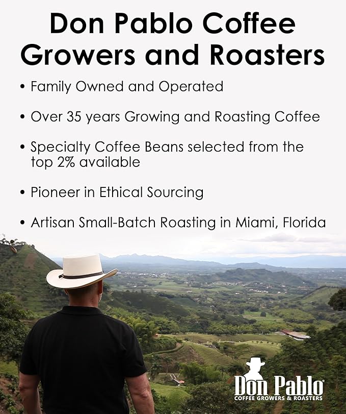 Don Pablo Signature Blend - Limited Edition Dark Roast Gourmet Coffee 100% Arabica Whole Bean Non-GMO Low Acidity 2 Pound (2 lb) Bag