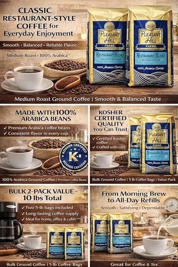 Pleasant Hill Farms Arabica Ground Coffee 5 lb 2-pack