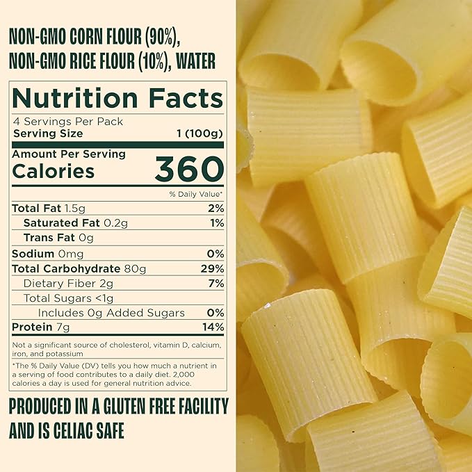 Giadzy by Giada De Laurentiis 3 Pack Gluten Free Mezzi Rigatoni - Made in Italy Artisanal Clean Ingredients - Non GMO