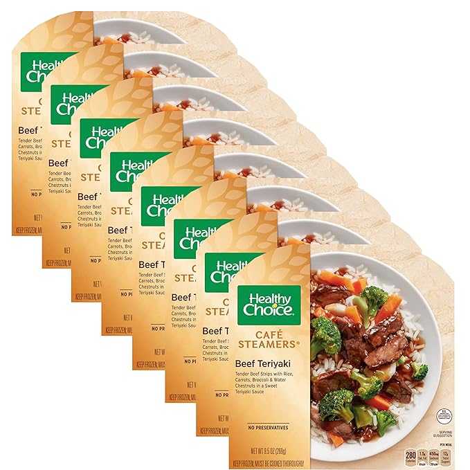Healthy Choice Beef Teriyaki - Tender Beef Strips - Rice Carrots Broccoli and Water Chestnuts in a Sweet Teriyaki Sauce - 8 Pack (9.5 Oz Each) - Ready Set Gourmet Donate a Meal Program
