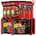 Paldo Fun &amp Yum Extremely Hot Spicy Noodles Set 4 Pack of Volcano Chicken &amp 5 Pack of Teumsae Ramen with 10 Disposable Chopsticks Spicy Noodles Challenge Most Loved Korean Ramyun 볼케이노 치킨볶음면