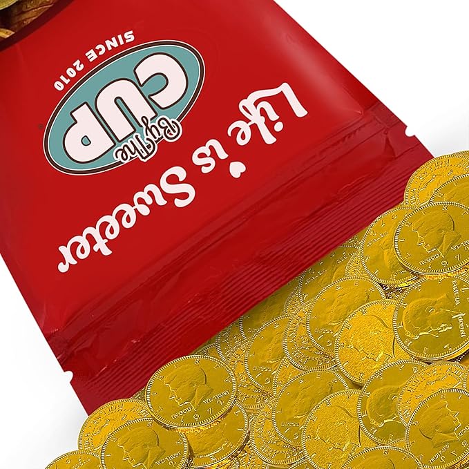 By The Cup Milk Chocolate Gold Coins 2 lb Bulk Bag (Approximately 120 Coins)
